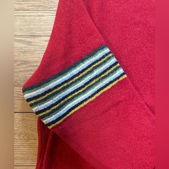 90s Paul Smith Red Artist- Stripe Detailed Unisex Wool Sweater Sz L / Men’s S - Picture 2 of 11